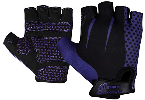 Guanti da ciclismo imbottiti per bambini e bambine, con motivo bici BMX, 4 pezzi, colore: viola/nero