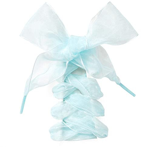 GIVBRO - Skorsnören i satinband, breda och platta chiffong- och organza-snören, för barn, vuxna, sportskor, färg himmelblå, 110 cm