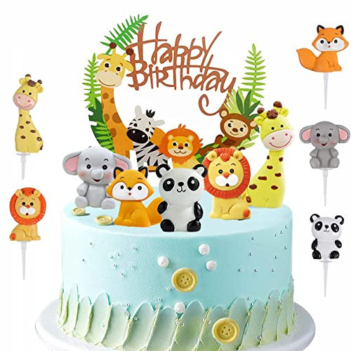 HCRXVV Decorazione per torta compleanno, con animali della foresta