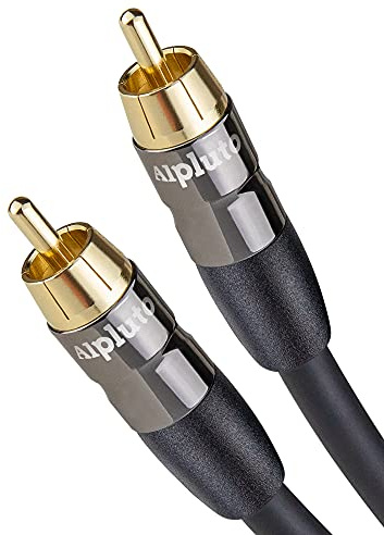 Alpl subwoofer-kabel, RCA till RCA ljudkabel, subwoofer-kabel dubbelskärmad med guldpläterad RCA till RCA-kontakter – svart (20FT)