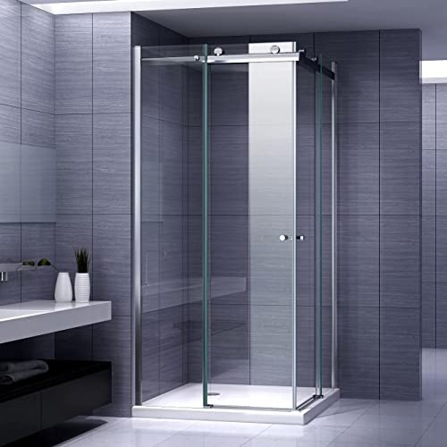 ATEMIS Cabine de douche d'angle H. 200 cm porte coulissante verre 8 mm transparent 75 x 80 cm