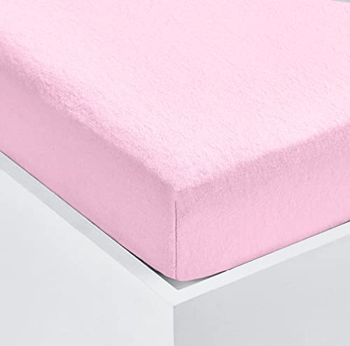 Home Living Drap-housse en tissu éponge super doux, housse de protection pour matelas entièrement élastique, très profond, respirant, toutes saisons (rose, double)