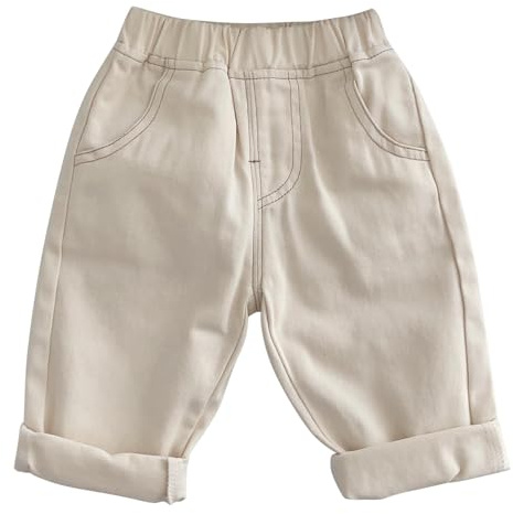 Baby Boys Pull-on Jeans Trousers Toddler Cotton Elastic Waist Denim Pants Super Soft and Comfy Carrot Tapered Style