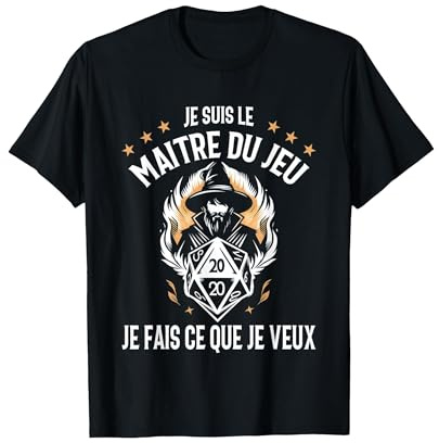 Cadeau Geek Drôle Noël Maitre Jeu De Rôle RPG D20 Fan JDR T-Shirt, Homme, Noir, XL