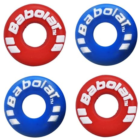 XIXILINRUIYUN 4 Piece Rubber Tire Shape Vibration Dampener Perdurable Tennis Racket Shock Absorber Soft Tennis Accessory Great for Tennis Players (Blue&red)