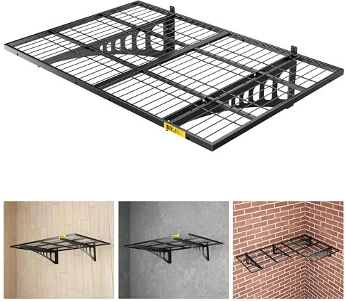 Brukid 2x3ft Adjustable Rail Wall Garage Storage Shelf, Tool Room, Supermarket Wall Storage Shelving Rack (1 Pack-Black)