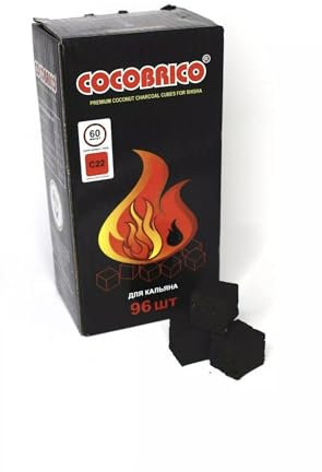 Premium Shisha Coconut Charcoal Coal for Hookah BBQ - 1 kg - 60 Pieces Nicotine Free with less 2.5% Ash