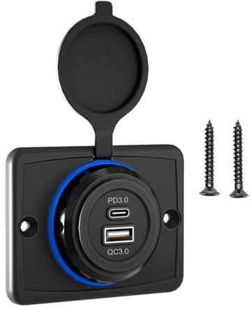 Presa di alimentazione per auto, presa di corrente QC3.0, presa USB C PD, impermeabile, 12 V, adattatore con alimentazione per camion, SUV, auto