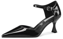 QUEEN HELENA Scarpe Eleganti con Tacco Basso Décolleté a Punta Chiusa Donna K3407 (Nero, Sistema Taglie Calzature EU, Adulto, Donna, Numero, Media, 37)