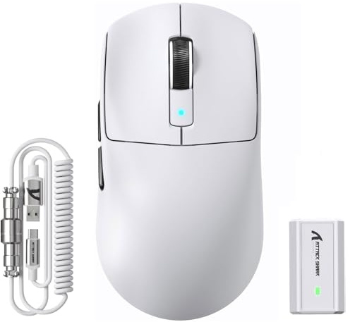 EWEADN ATTACK SHARK R6 LIGHTSPEED Wireless Gaming Mouse, 39G Ultralight Design, HyperSpeed with 8K Hz, PAW3950 Sensor, Nordic52840, 42K DPI for E-sports Game, Tri-Mode Programmable Mice - White