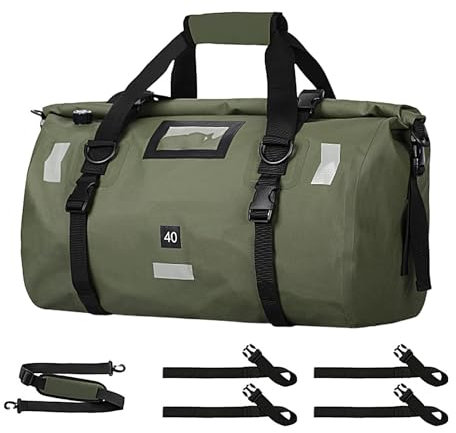 Ancsttu Motorcycle Luggage - 40L Large Motorcycle Tail Dry Backpack,Saddle Bags, Heavy Duty Dry Duffle Bags, Dry Duffle Bags for Swimming, Camping, Travel, Gym