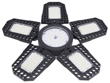 Hztyyier LED Garagenleuchten Super Hell 2994 Leuchtfluss mit 6 Deformierbaren Panels, 288 LED -Chips, E26 E27 Sockel (Cool weiß)