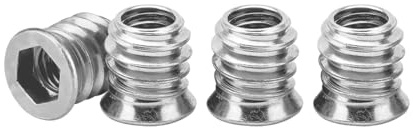 Drenky M5 inskruvsmutter, 40 stycken M5 x 10 mm gänginsats trä inskruvsmuttrar, skruvhylsor galvaniserade insexnyckel, inskruvshylsa, gänginsatsmuttrar för trämöbler, silver