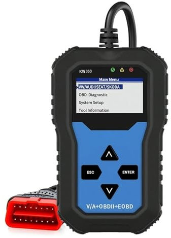 KONNWEI KW350 OBD2 Diagnosegerät KFZ, Alle Systeme Scanner mit OBDII/EOBD Funktionen, Fehlercodes Auslesen & Löschen Motor, Ölservice Reset EPB Batterie Drosselklappe, geeignet für VW Audi Skoda Seat