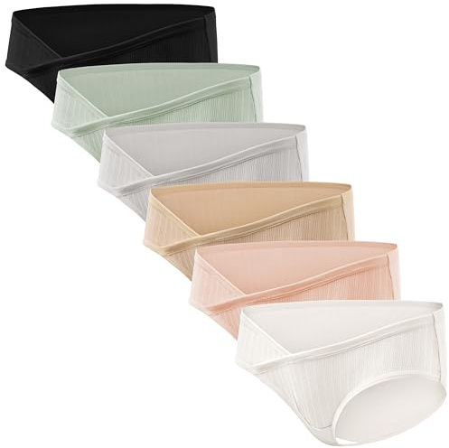 HBselect 6 Pezzi Mutandine per Gestante, Mutande Donna Cotone a Vita Bassa maternità, Morbido e Traspirante Mutande Post Parto Biancheria Intima in Gravidanza