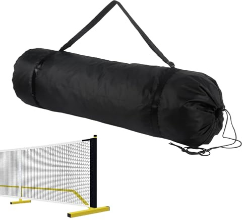 Klmnop Pickleball Net Storage Bag - Portable Drawstring Duffle Carry Bag for Pickleball Net System, Heavy Duty Replacement Holder for Indoor Outdoor Driveway Backyard Court Equipment, No Net(Black)