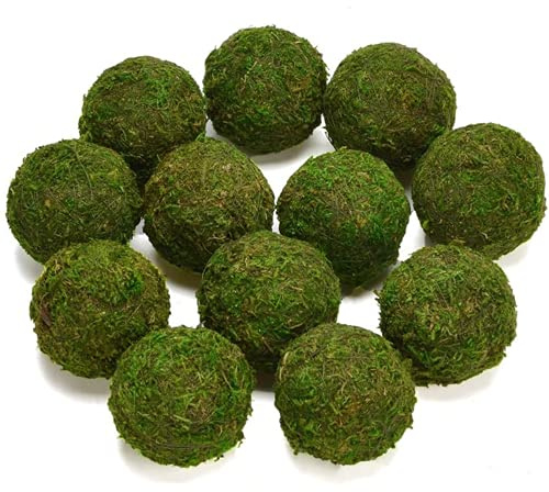 BYHER Natural Green Moss Decorative Ball,Handmade (3.5-Set of 6)
