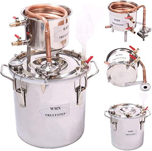 WMN_TRULYSTEP 2 Pots Stainless Steel Still 2Gal/10Liters Water Alcohol Distiller Home Brew Kit Wine Making Supplies for DIY Brandy Whisky Vodka Distilled Water, Silver