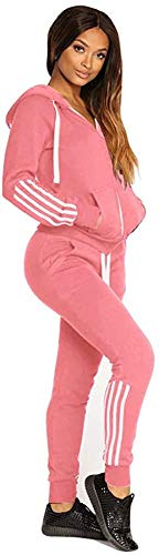 Mujer Pantalones + Tops Conjunto De Dos Piezas para Mujer Raya Trajes De Chándal Sudadera con Capucha De Manga Larga Sudadera Y Largos Joggers Suit Lounge Sweatsuit (Rosa,M)