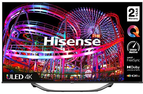 Hisense 55U7HQTUK 55 600-nit 4K HDR10+ and 120Hz Dolby Vision IQ ULED Smart TV with Disney+, Freeview Play and Alexa Built-in, HDMI 2.1 and Filmmaker Mode, FreeSync Certificated (2022 NEW)