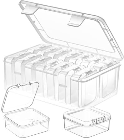 NIXRET Sortierboxen für Kleinteile, 15 Stück Stapelbare Aufbewahrungsboxen mit Deckel, Transparente Kunststoff-Boxen für Schmuck, Basteln & DIY, Perfekte Organisation für Kleine Teile