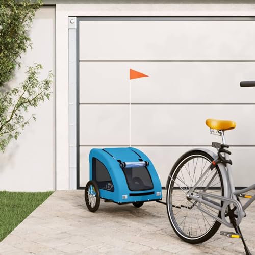 LAPOOH Dog Bike Trailer Blue Oxford Fabric and Iron,Dog Bicycle Trailer,Dog Bike Trailer,Pet Pushchairs & Strollers(SPU:93960)