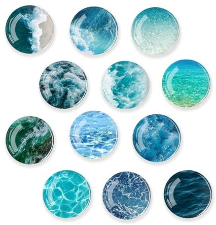 Wekuw 12 Stücke Wellen Kühlschrankmagnete, Magnete Kinder, Kühlschrank Magnete, Magnete Kühlschrank, Magnete Kinder Geeignet für Whiteboards, Kühlschränke, Fotos Usw (Runde/30 Mm)