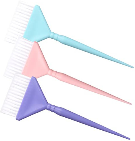 DOITOOL Hair Dye Brush Set 3pcs Soft Bristle Applicator Brushes for Coloring and Highlighting for Professional Stylists and Home Use Includes Pink Blue and Purple