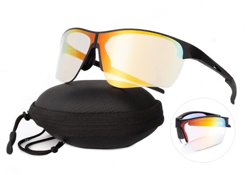 OKH Foldable Cycling Glasses Portable Windproof TR90 Sports Goggles Bike Eyewear Sunglasses Mens Womens For Outdoor Bicycle Motorbike Driving Fishing Hiking (C5)