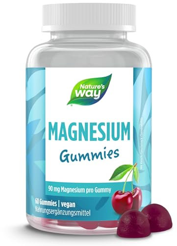 Magnesium Gummies hochdosiert - 180mg Magnesium für Kinder & Erwachsene aus Magnesiumcitrat für Muskeln und Nerven - laborgeprüft vegan Alternative zu Kapseln & Tabletten - 60 Stk hochdosiert
