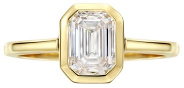 Michooyel 2ct Gold Smaragd Ringe,Verlobungsringe aus Sterlingsilber, Cubic Zirkonia für Damen, 18 Karat vergoldet Ehering, Versprechensring,GelbGold Ring mit Diamanten Smaragdschliff Emerald Cut