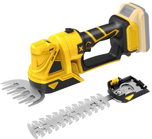 Taille-haie et cisaille à Gazon sans Fil 2 en 1, Cisaille à Gazon et Arbustes Compatible avec Dewalt 20V Batterie, Cisaille haie avec 2 Lames pour Tailler Les arbustes et l'herbe (sans Batterie)