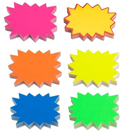 DEFIYEAR 300 PCS Fluorescent Starburst Price Labels - Star Shaped Price Tags for Retail Stores, Grocery, Party Favors