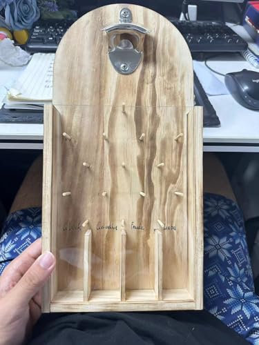 E EASTSTORM Flaschenöffner Wand mit Auffangbehälter, Flaschenöffner Holz, Bieröffner Wand Lustige Geschenke für den Vatertag, Geschenke für Männer Geburtstag