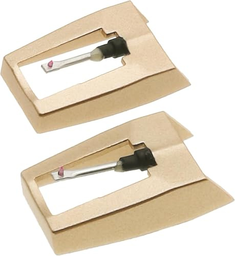 2pcs Golden Record Player Replacement Needles Stylus, TELIGREAT Vinyl Turntable Needles for Victrola Crosley Jensen Boytone LP Players