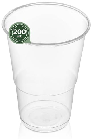 Maxi Products - 200 Vasos Plástico Reutilizables - 330 cc - Vasos Reciclables - Alta Resistencia - Vasos Irrompibles - Celebraciones - Vaso Café - Vaso Cerveza - Vaso Refresco - IRROMPIBLES