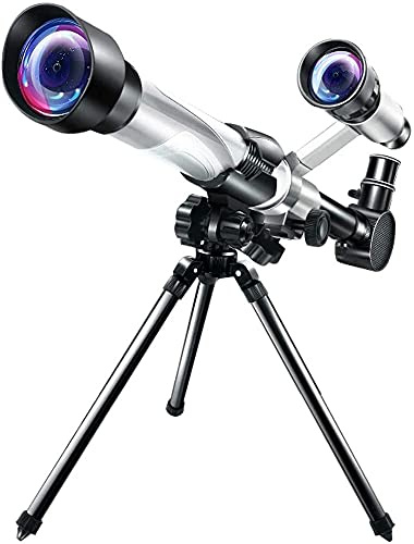 Teleskop för barn och vuxna, nybörjare, 50 mm refraktorteleskop med sökarsikte och stativ, flerfunktionellt okularmonoku