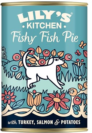 Lily's Kitchen Elaborado con Ingredientes Naturales Lata de alimento húmedo para Perros Adultos Pastel de Pescado con Pavo 6 x 400g