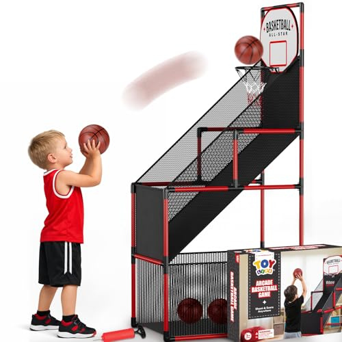 TOY Life Basketball Arcade Game Indoor for Kids - Basketball Shooting Game for Boys Age 4 5 6 7 8, Portable Basketball Hoop Arcade Set for Boys 8-12