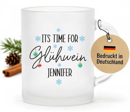 LIEBTASTISCH - Its Time for Glühwein Personalisiert - Glühweintasse mit Spruch - lustiger, witzig - Geschenk für Freunde