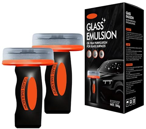 Hand-Held Glass Emulsion Cleaner,Oil Film Remover for Windows, Mirrors, and Glass Surfaces,Easy-to-Use,Cleaning Board for Car Windshield, Removes Stubborn Oils Residue and Water Spots (2)