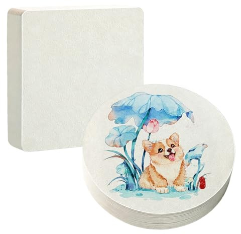 GVSS - Lote de 50 hojas de papel de acuarela (300 g, redondas, 12 cm, cuadradas, 10 cm, bloque de papel de acuarela para artistas, adultos y estudiantes, compatible con acuarela, acrílico, lápiz y