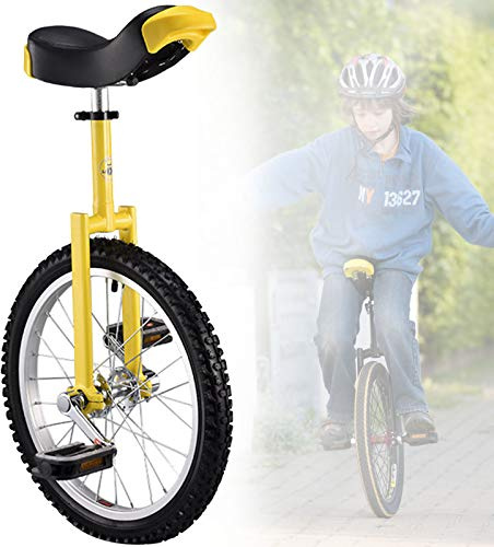 18 tums hjul enhjuling for barn, halkfria, fjälldäck Ridning Självbalans Träning Balans Cykel Utomhussport Fitness(Yellow)