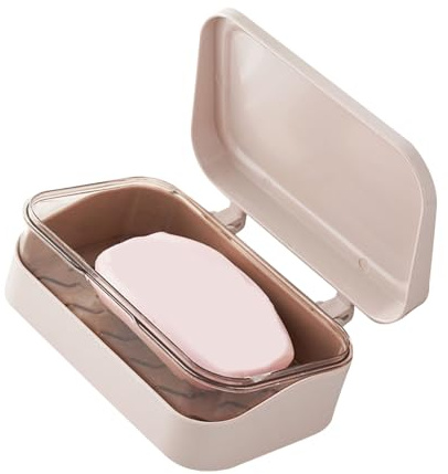 Yosoo Health Gear Tvållåda med Lock PP-tvålhållare med Lock 5,2 X 3,3 X 2,0 i Löstagbar Avloppsbricka Bärbar Tvålbehållare för Badrumsköksresor (Rosa)