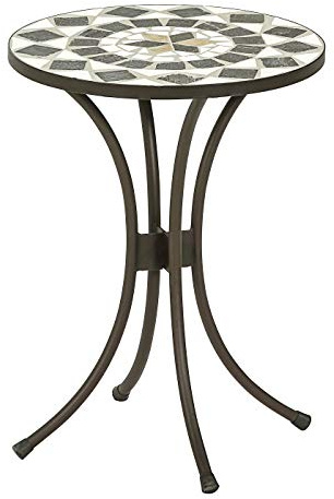 Dehner Tabouret à Fleurs Diana, Ø 41 cm, Hauteur 54 cm, métal, Aspect mosaïque, Marron/Gris/Blanc