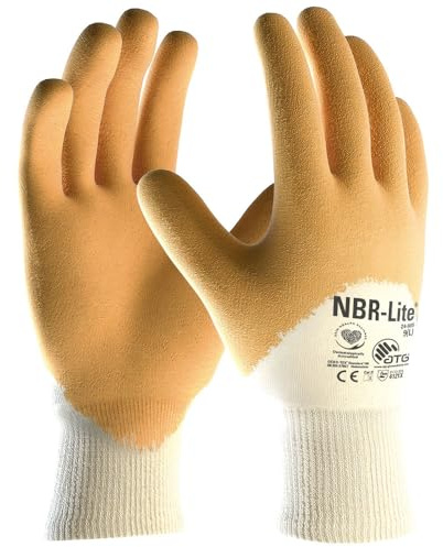 (12 Paar) ATG Handschuhe 24-985 Nitril-Handschuhe NBR-Lite 12 x beige/gelb 10