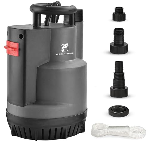 FLUENTPOWER 1/2HP Submersible Sump Pump 2500GPH Utility Water Pump, Auto/Manual Control by Integrated Float Switch, with 16.4 Ft Cord for Pool Tub Garden Pond Flooded Basement Draining