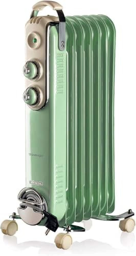 Ariete 837 - Radiador de aceite vintage, 7 elementos calefactores, 3 niveles de potencia, asa para fácil transporte, máx. 1500 W, color verde