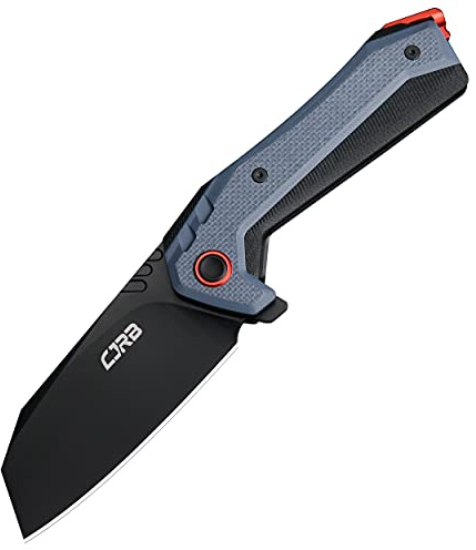 CJRB Tigris Tactical Knife, Pocket Knife with AR-RPM9 Steel Black PVD Blade Black & Blue G10 Handle for EDC Camping Hunting (J1919)