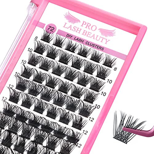 Extension Cils Volume Cluster faux cils en Grappe Faux Cils Individuel 72 Pcs 8-16mm DIY Extensions de Cils Individuel Volume Cils Custer Lashes (Volume, D-8-16mix)